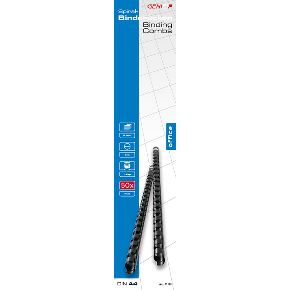 Plastikbinderücken (DIN A4, 6 mm, 25 Blatt) 50 Stück schwarz