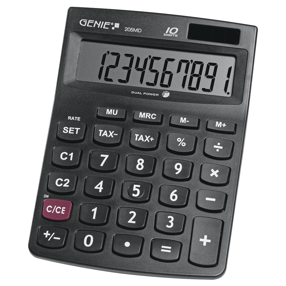 10-digit desktop calculator with dual power (solar and battery), jumbo display, compact design) black