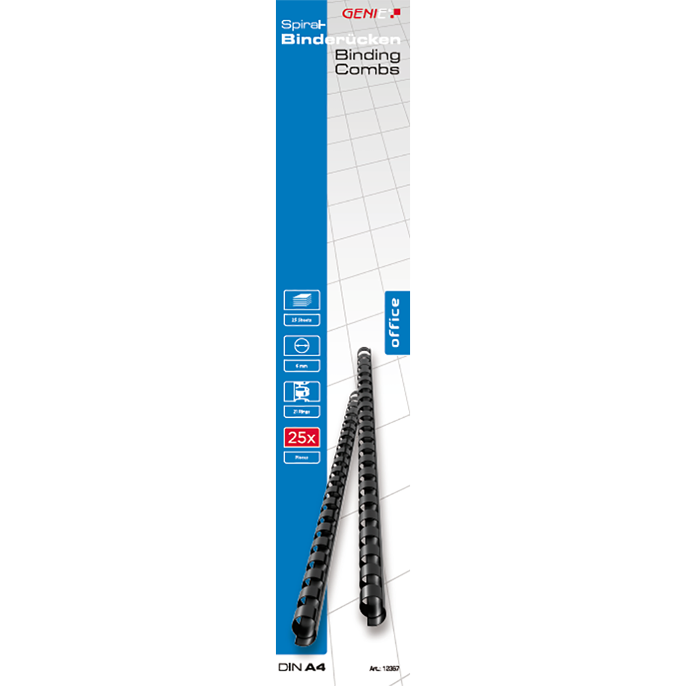 Plastikbinder?cken (DIN A4, 6 mm, 25 Blatt) 25 St?ck schwarz