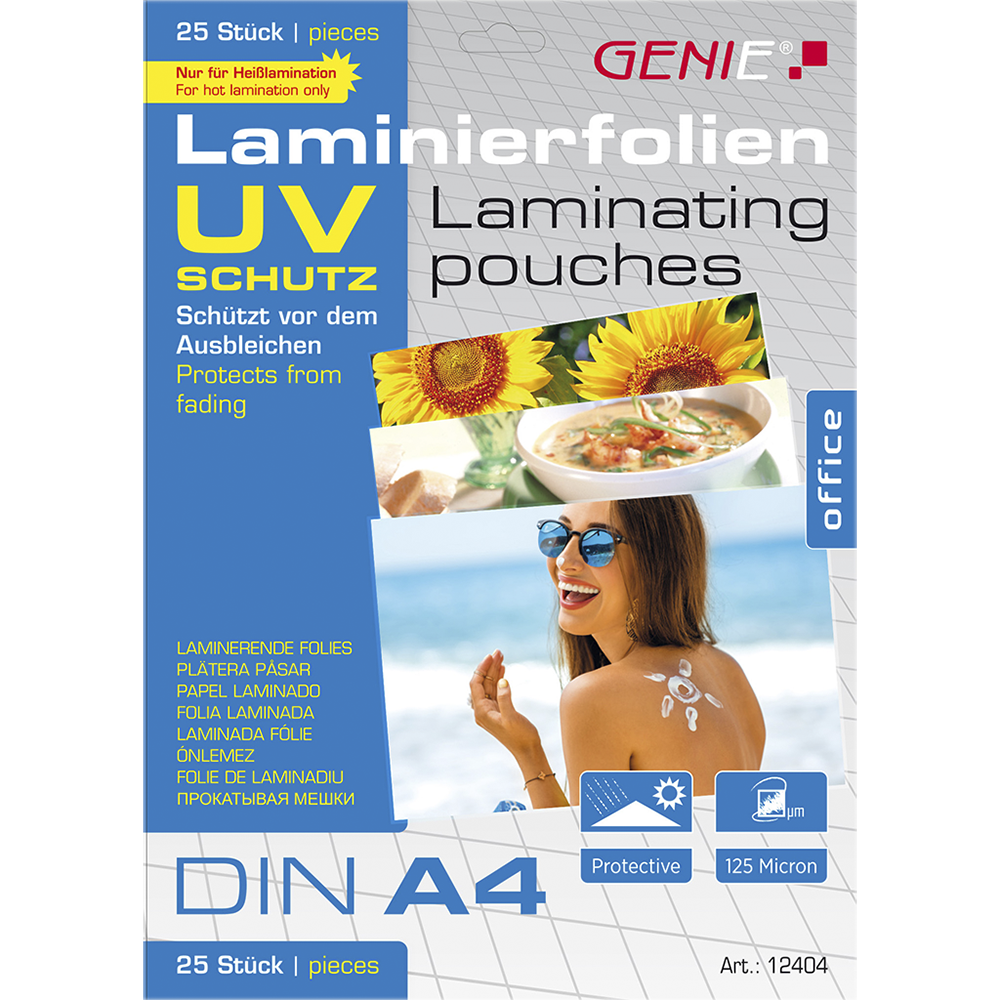 Laminierfolien (DIN A4, mit UV Schutz, 125 Micron, UV best?ndig) 25er Pack