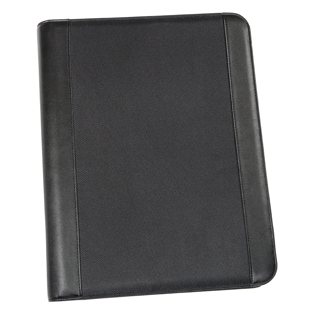 A4 Conference Folder Frankfurt in leather look and structured nylon, with removable ring binder.