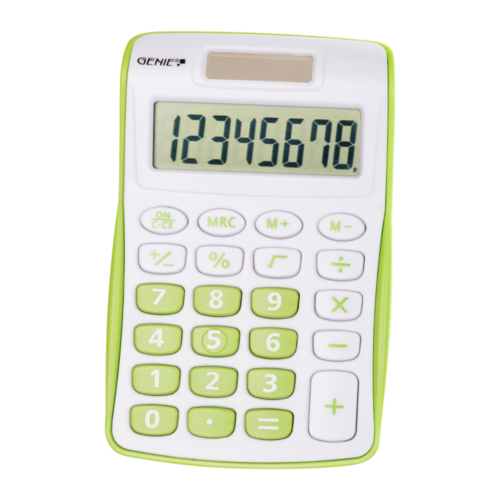 8-stelliger Taschenrechner mit Dual-Power (Solar und Batterie), gr?n
