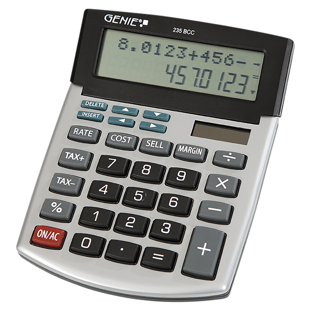 12-digit desktop calculator with dual power (solar and battery) and back check correct function