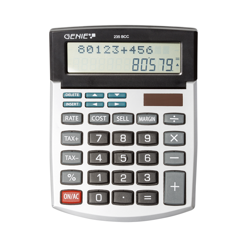 12-digit desktop calculator with dual power (solar and battery) and back check correct function