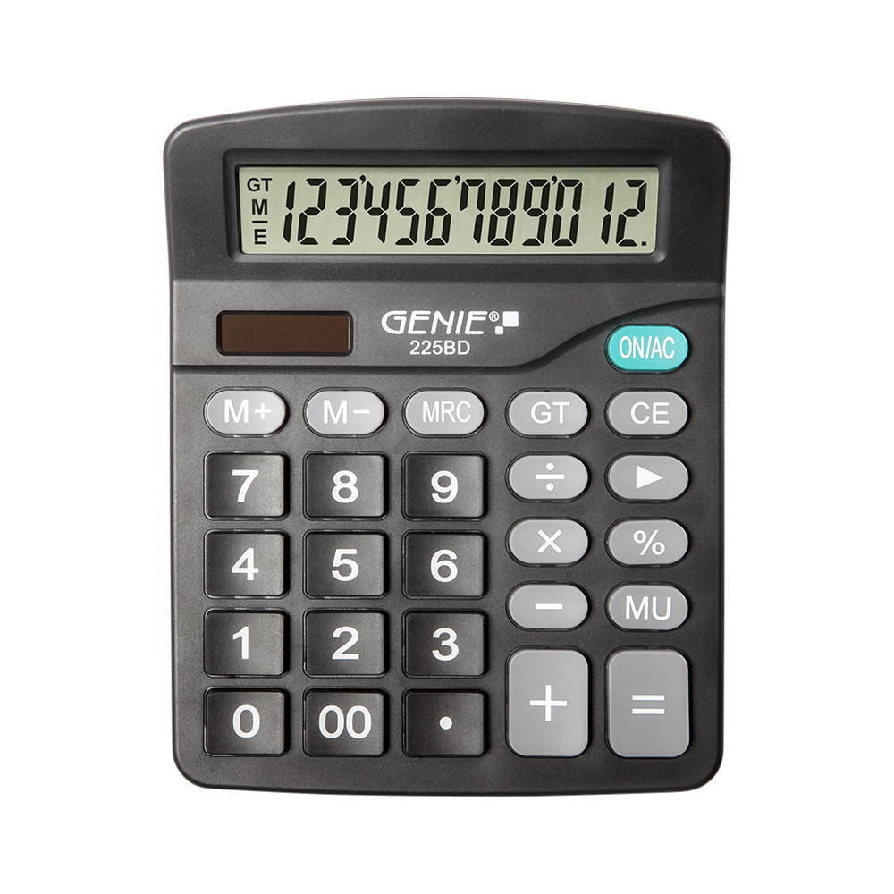 12-digit desktop calculator with dual power (solar and battery)