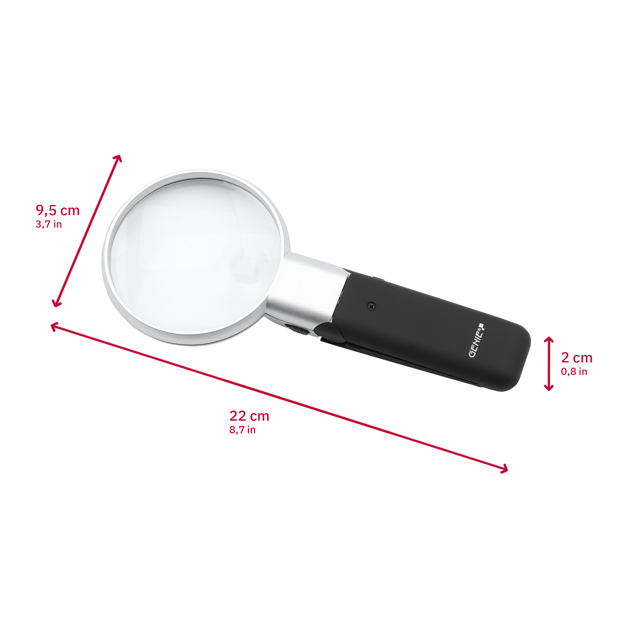 Reading magnifier with fold-out base and adjustable head