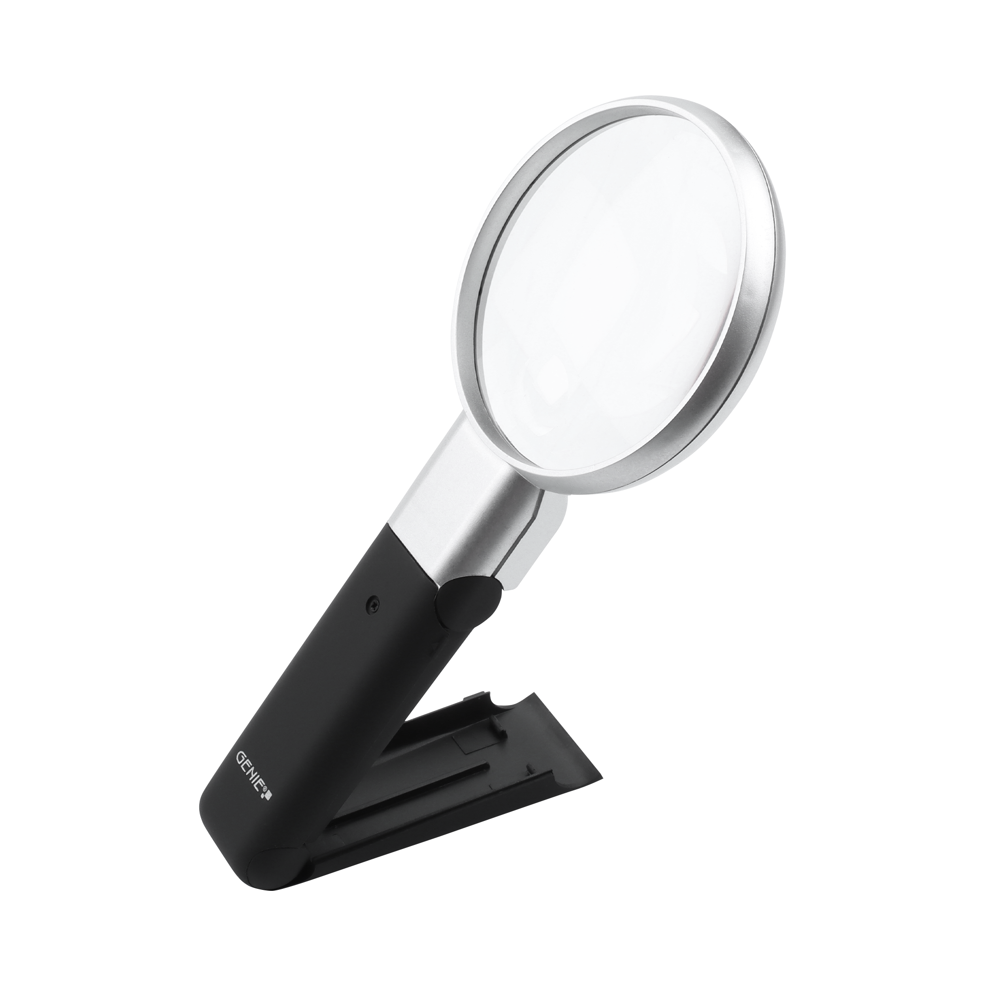 Reading magnifier with fold-out base and adjustable head