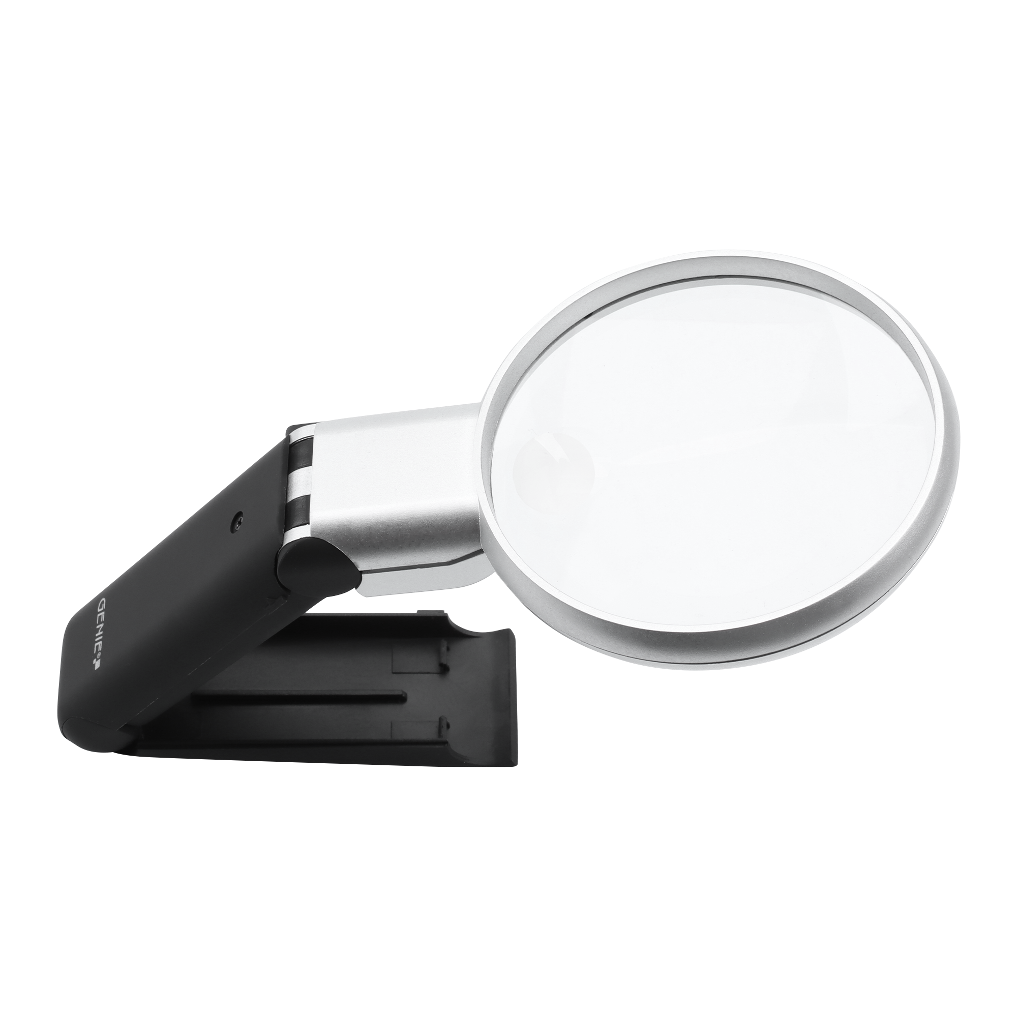 Reading magnifier with fold-out base and adjustable head