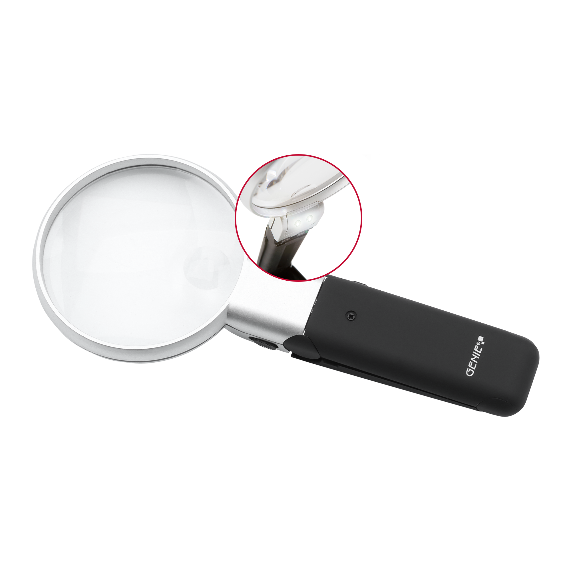 Reading magnifier with fold-out base and adjustable head