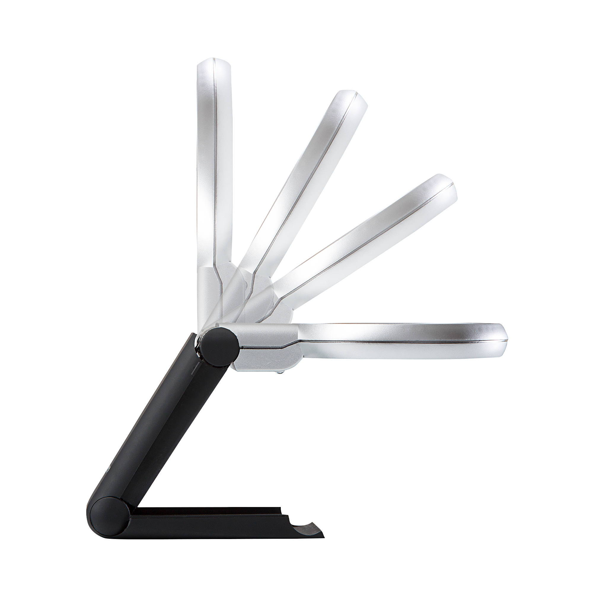 Reading magnifier with fold-out base and adjustable head